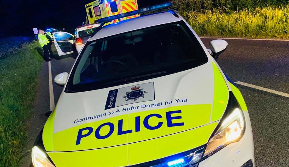 Police in East Knighton where car crashed with deer