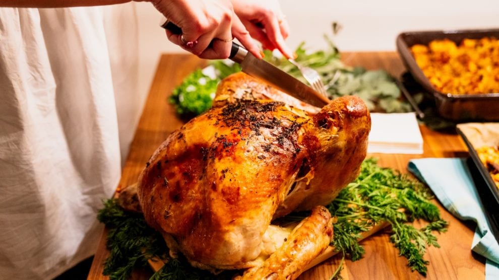 Christmas turkey being cut